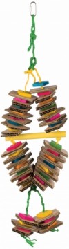 Toy for birds : TRIXIE Wooden Toy with Sisal Rope, Colourful, 18*35 cm