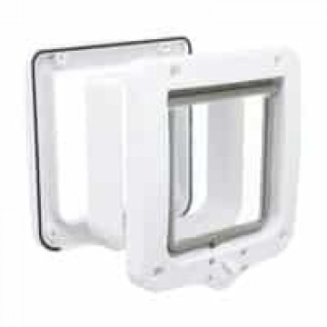 Ieliekamās durtiņas : Trixie 4-Way cat flap, with tunnel, 20 × 22 cm, white