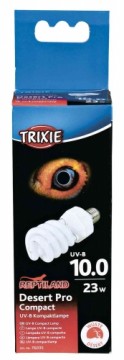 Освещение террариума : Trixie Desert Pro Compact 10.0, компактная лампа UV:B, ø 60×152 мм, 23 Вт