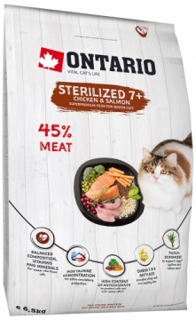 Dry cat food - Ontario Cat Sterilised 7+, 6.5 kg