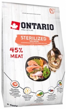 Sausā barība kaķiem - Ontario Cat Sterilised Salmon, 400 gr