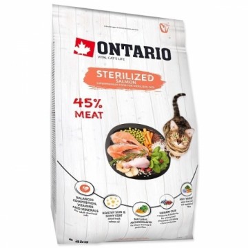 Dry cat food : Ontario Cat Sterilised Salmon, 2 kg