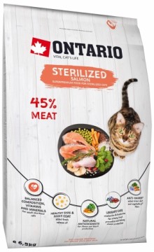 Сухой корм для кошек - Ontario Cat Sterilised Salmon, 6,5 кг