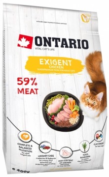 Dry cat food - Ontario Cat Exigent, 400 gr