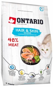 Sausā barība kaķiem - Ontario Cat Hair and Skin, 400 gr