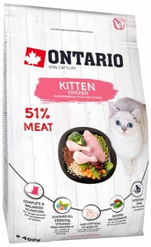 Sausā barība kaķēniem - Ontario Cat Kitten Chicken, 400 gr