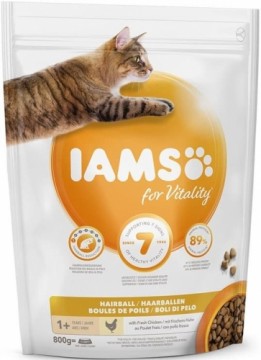 Сухой корм для кошек - IAMS CAT ADULT HAIRBALL CHICKEN, 800 гр.