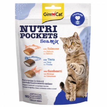 Корм для кошек : GIMBORN Nutri Pockets Морской микс с лососем, форелью, креветками, 150 гр.