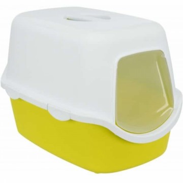 Closed cat litter tray : Trixie Vico cat litter tray, with hood, 40 × 40 × 56 cm, lime|white