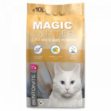 Cat litter sand : MAGIC LITTER Bentonite Ultra White Baby Powder, 10 L.