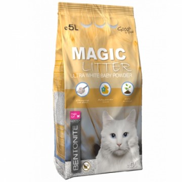 Placek Smiltis kaķu tualetēm : MAGIC LITTER Bentonite Ultra White Baby Powder, 5l