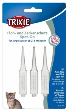 Bio drops against parasites for kittens : Trixie Spot:On flea and tick protection for young cats, 3 × 0.6 ml