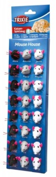 Rotaļlieta kaķiem : Trixie 24 plush mice|Mouse House, 5 cm., 24 gab.