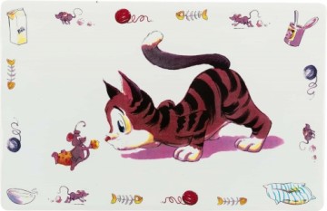 Tray for under bowls : Trixie Place mat Comical cat, 44 × 28 cm