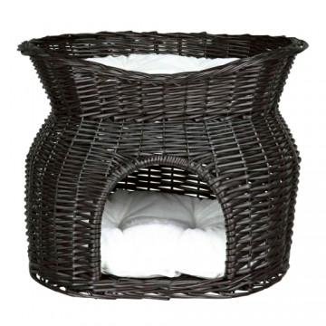 Guļvieta kaķiem : Trixie Wicker cave with bed on top and 2 cushions, 54 × 43 × 37 cm, black