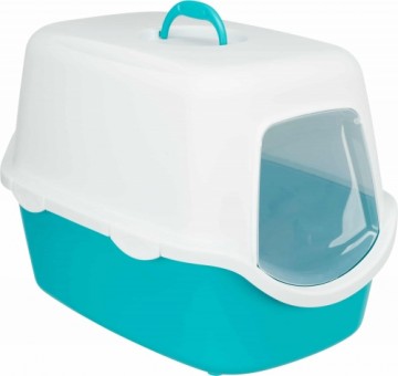 Enclosed cat toilet : Trixie Vico Litter Tray 40*40*56cm aquamarine|cream