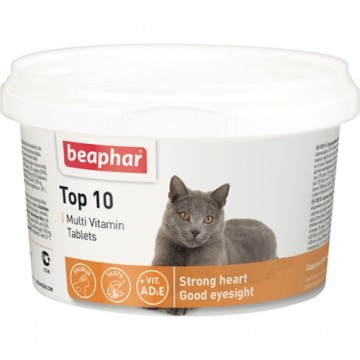 Vitamīnizēta papildbarība : Beaphar vitamīni TOP 10 cat, 180 tab.