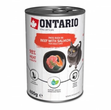 Konservēta barība kaķiem - Ontario Cat can Beef with Salmon flavoured with Spirulina 400g