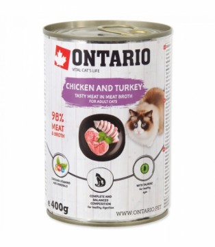 Canned cat food - Ontario Cat can Chicken with Turkey flavoured with Sea Buckthorn 400g