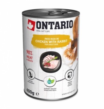 Konservēta barība kaķiem - Ontario Cat can Chicken with Rabbit flavoured with Cranberries 400g