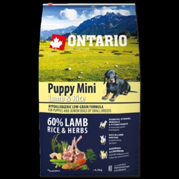 Сухой корм для щенков - Ontario Dog Puppy Mini Lamb and Rice, 6,5 кг