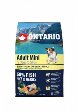 Dry food for dogs - Ontario Dog Adult Mini Fish and Rice, 2.25kg