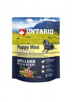 Dry food for puppies - Ontario Dog Puppy Mini Lamb and Rice, 0.75kg