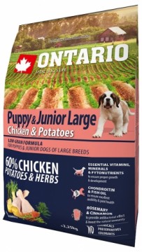 Puppy dry food - Ontario Puppy and Junior Large, Chicken and Potatoes, 2.25kg