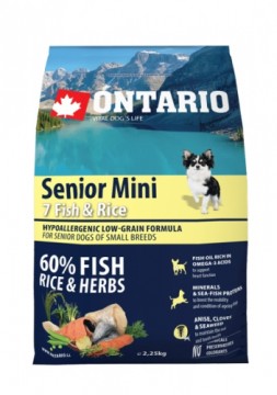 Dry food for dogs - Ontario Dog Senior Mini Fish and Rice, 2.25kg