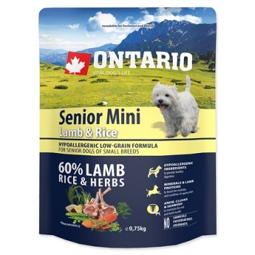 Dry food for dogs - Ontario Dog Senior Mini Lamb and Rice, 0.75kg