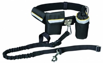 Pavada skriešanai : Trixie Waist belt with leash, belt: 60–120 cm|40 mm,  leash: 1.00–1.35 m|25 mm, black|graphite