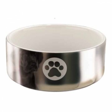 Bļoda dzīvniekiem, keramika : Trixie Bowl, paw, ceramic, 0.8 l|ø 15 cm, silver|white