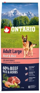 Sausa barība suņiem - Ontario Dog Adult Large Beef, Rice and Turkey, 12 kg