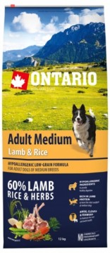 Sausa barība suņiem - Ontario Dog Adult Medium Lamb and Rice, 12 kg