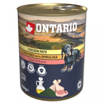 Konservi kucēniem : Ontario Dog Puppy Chicken Pate, Spirulina, Salmon oil 800g