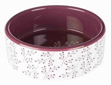 Bowl for animals, ceramic : Trixie Ceramic bowl, 0.3 l|ø 12 cm, white|berry