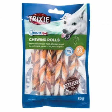 Лакомства для собак : Trixie Denta Fun barbecue chewing rolls, курица, 12 см, 10 шт|80 г.