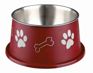 Animal bowl, metal : Trixie Long ear bowl, stainless steel, plastic coated, 0.9 l|ø 15 cm