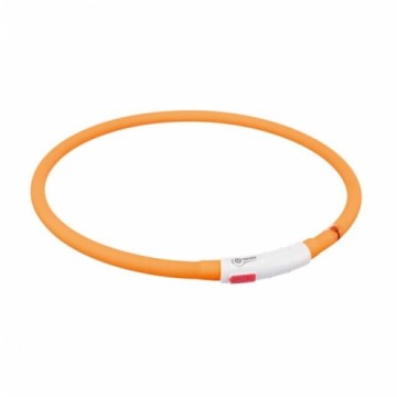 Atstarojoša kaklasiksna suņiem – Trixie Flash light ring USB, silicone, XS–XL: 70 cm|ø 10 mm, orange