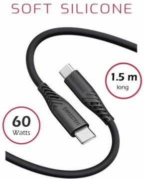 Swissten Soft Silicone 60W Data Cable USB-C - USB-C 1.5m