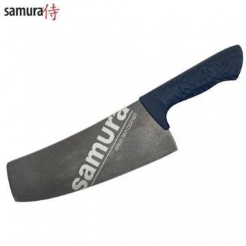 Samura Arny Stonewash Cleaver нож 208мм AUS-8 Синяя комфортная ручка из TPE HRC 59