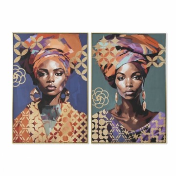 Canvas Home ESPRIT Golden polystyrene Canvas Colonial African Woman 82 x 3,5 x 122 cm (2 Units)