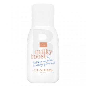 Clarins Milky Boost tonējošā un mitrinošā emulsija viendabīgam un mirdzošam sejas tonim 03 Indijas riekstu 50 ml