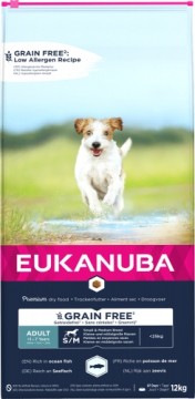 Dry food for dogs - Eukanuba ADULT Small and Medium GRAIN FREE OCEAN FISH, 12 kg