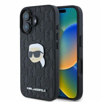 Karl Lagerfeld KLHCP16SPGKLKIPK iPhone 16 6.1" czarny|black hardcase Monogram Karl Head Pin