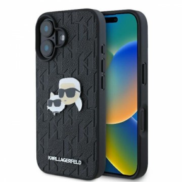 Karl Lagerfeld KLHCP16SPGKLKCPK iPhone 16 6.1" czarny|black hardcase Monogram Karl&Chaoupette Head Pin