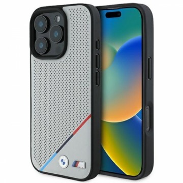 BMW BMHMP16L23PUPDG iPhone 16 Pro 6.3" szary|grey hardcase M Perforated Tricolor Line MagSafe