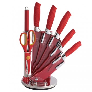 Royalty Line Royalty-Line RL-RED8-W: 8 Pieces Kitchen Knife Set with Spinning Rack