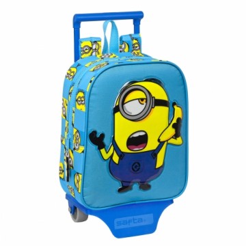 School Rucksack with Wheels Minions Minionstatic Blue 22 x 28 x 10 cm