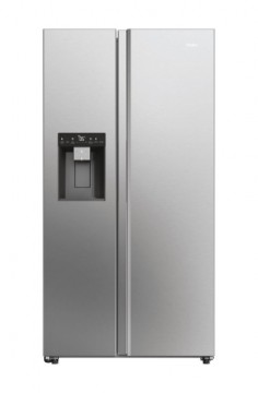 Haier SBS 90 Serie 5 HSW59F18EIMM side-by-side refrigerator Freestanding 601 L E Platinum, Stainless steel